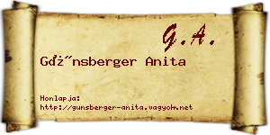 Günsberger Anita névjegykártya
